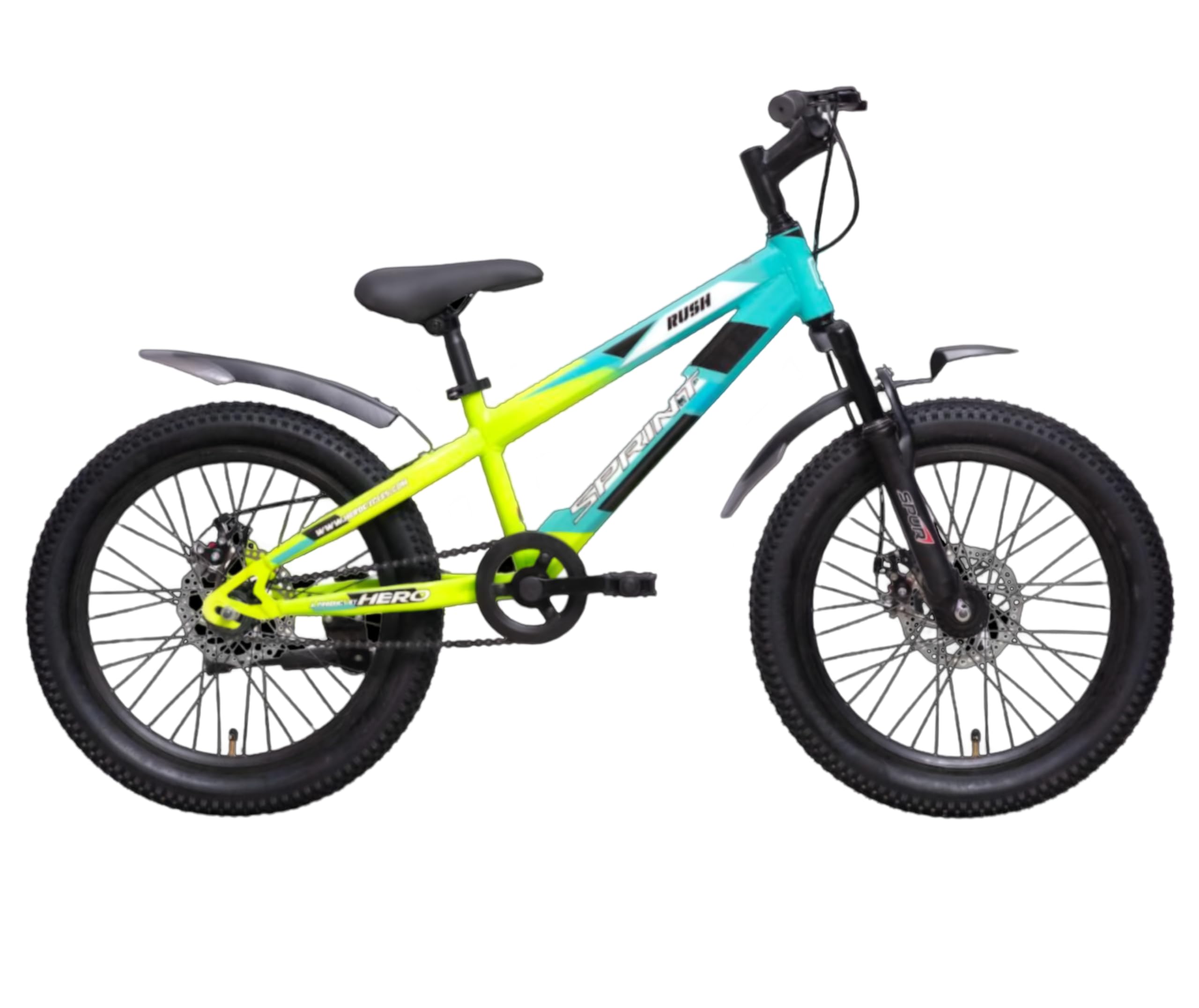 Hero Rush 20T Fat Tyre Bicycle for Kids (7-10 Years) | Double Disc Brakes | Newly Launched (Blue & Yellow)-picture-15