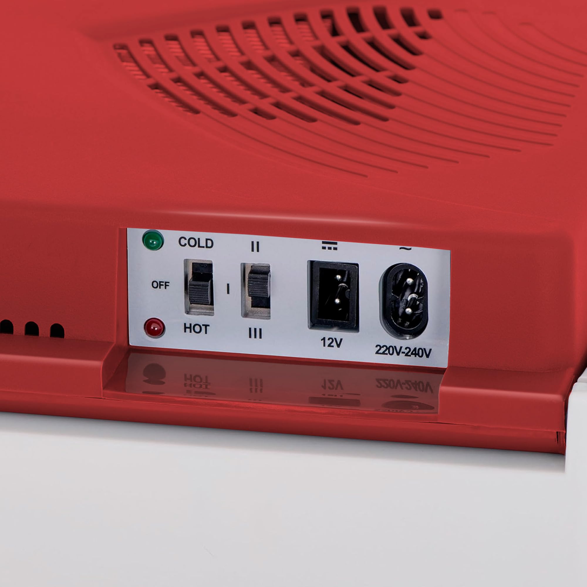 briebe Przenośna elektryczna lodówka podróżna do samochodu, na kemping, 12 V/220 V, pojemność 28 litrów, chłodzenie, utrzymanie ciepła, tryb niskiego zużycia energii, czerwony