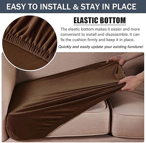 Miniatura 5 de Funda de cojín elástica de terciopelo suave, funda de cojín de felpa de terciopelo suave, funda de sofá, protector de muebles con parte inferior