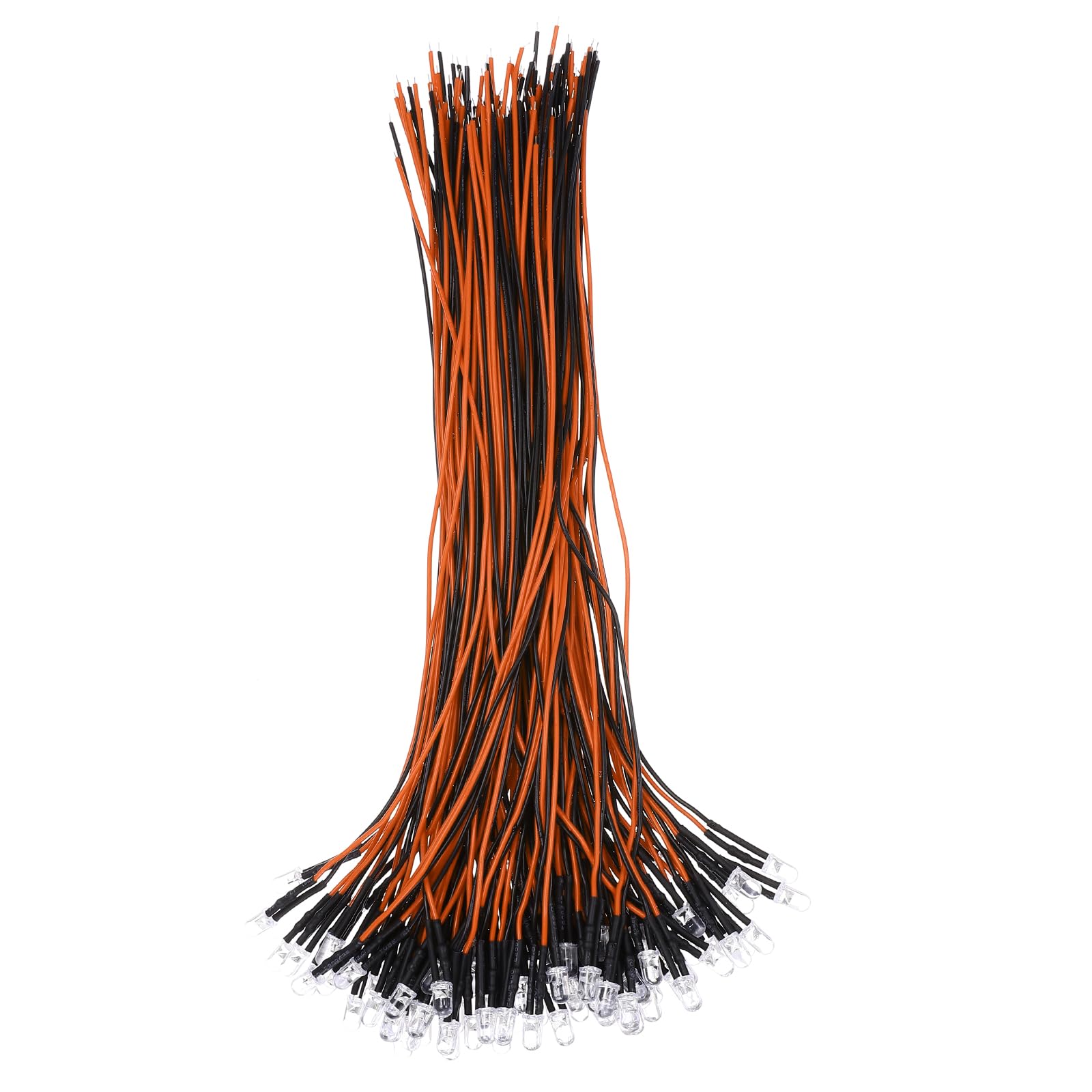 uxcell 100pcs 5mm LED Diode Lights, Orange Light DC 12V Pre-Wired Small Emitting LED Light High Brightness