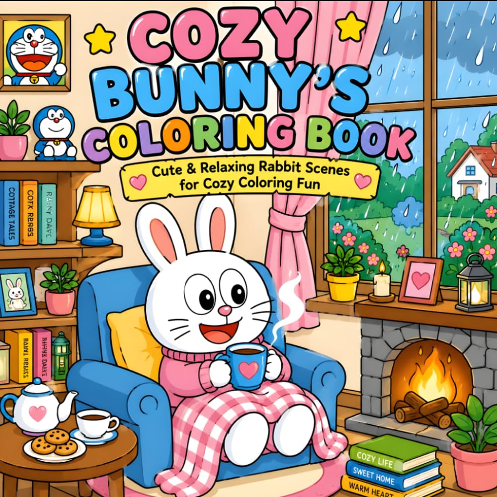 COZY BUNNY'S COLORING BOOK: Cute & Relaxing Rabbit Scenes for Cozy Coloring Fun