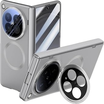 Case for Oppo Find N6, Shock and Drop Resistant, Lens and Hinge Protection, Built-in Screen Protector and Stand, Wireless Charging Compatible Gray
