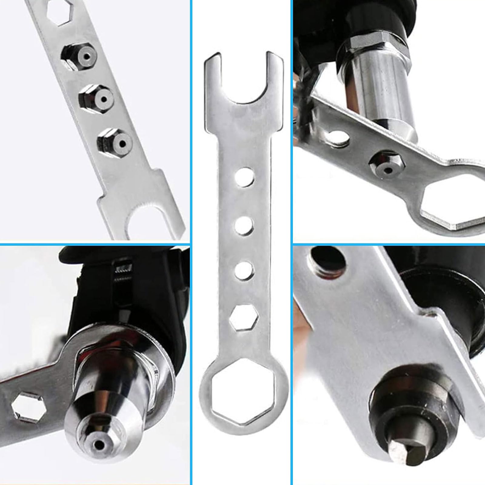 Remachadora eléctrica Binghe Remachadora, Adaptador de Pistola Remachadora, Remachadora para Taladro, Remachadora Bateria con Cabezal de Remache de diámetro 2.4/3.2/4.0/4,8 mm