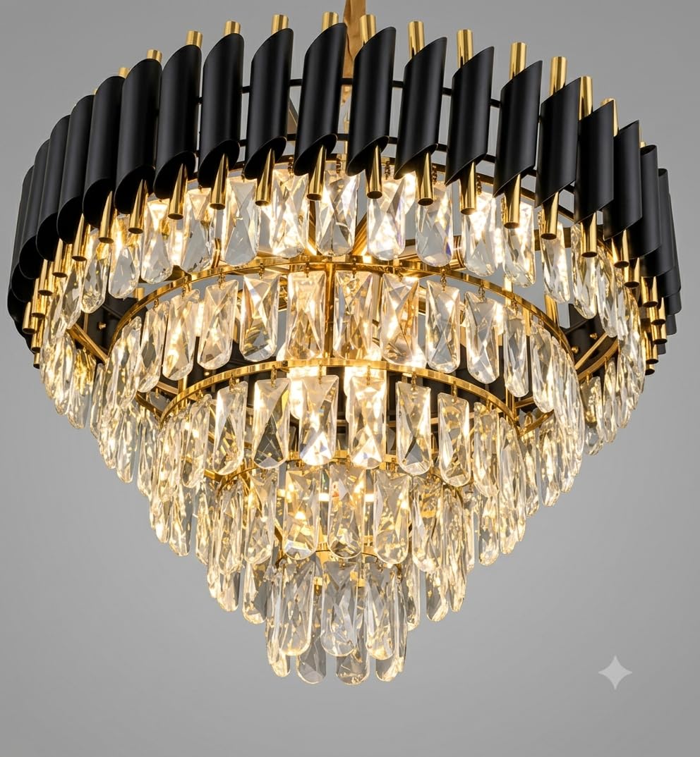 Crystal Chandelier Ceiling Light 24 Inch Modern LED Jhoomer Lamp for Living Room Bedroom Home Decoration-image-35