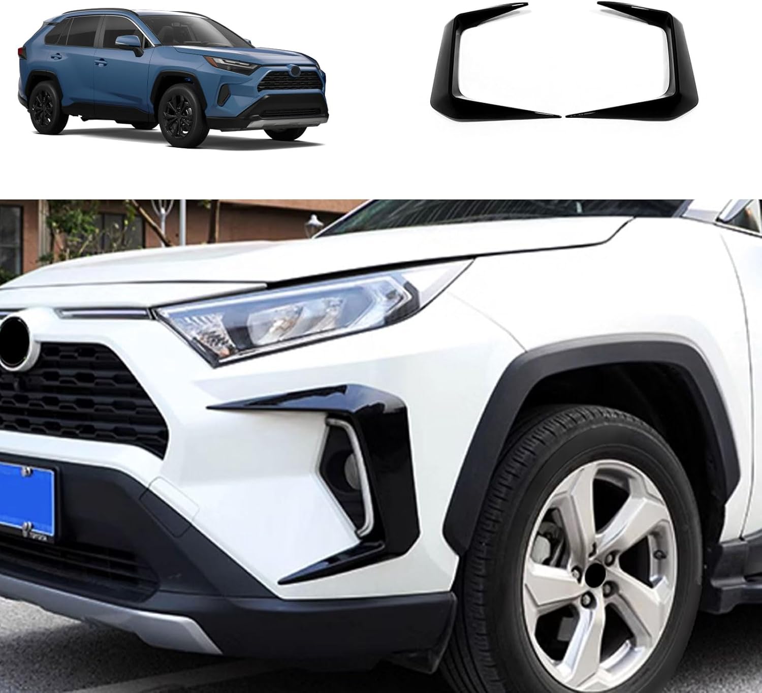 Front Fog Light Eyebrow Spoiler Cover Compatible with Toyota RAV4 2025 2024 2023 2022-2019 Fog Lamp Frame Trim Replacement Car Accessories ABS 2PCS(Glossy Black Style)