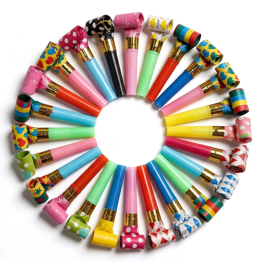 Party Blowers, Party Poppers for Celebrations, Noise Making Entertainment for Social Gatherings, 30 Piece Party Blower Set