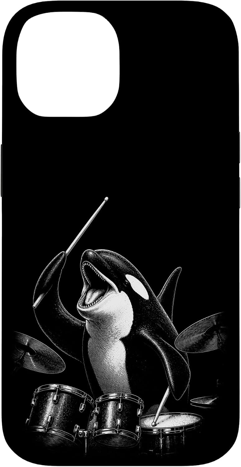Orca Whale Playing Drums Funny Drummer Case for iPhone 11 image 4