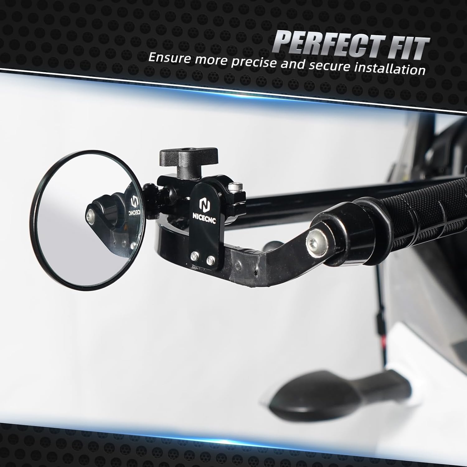 NICECNC Black Round Quick Flip Mirrors Kits Adjustable Foldable Quick Flip Convex Glass Mirror Fits Most Hand Guards, Only Two Drilled 1/4" Holes Are Required, Round Mirrors