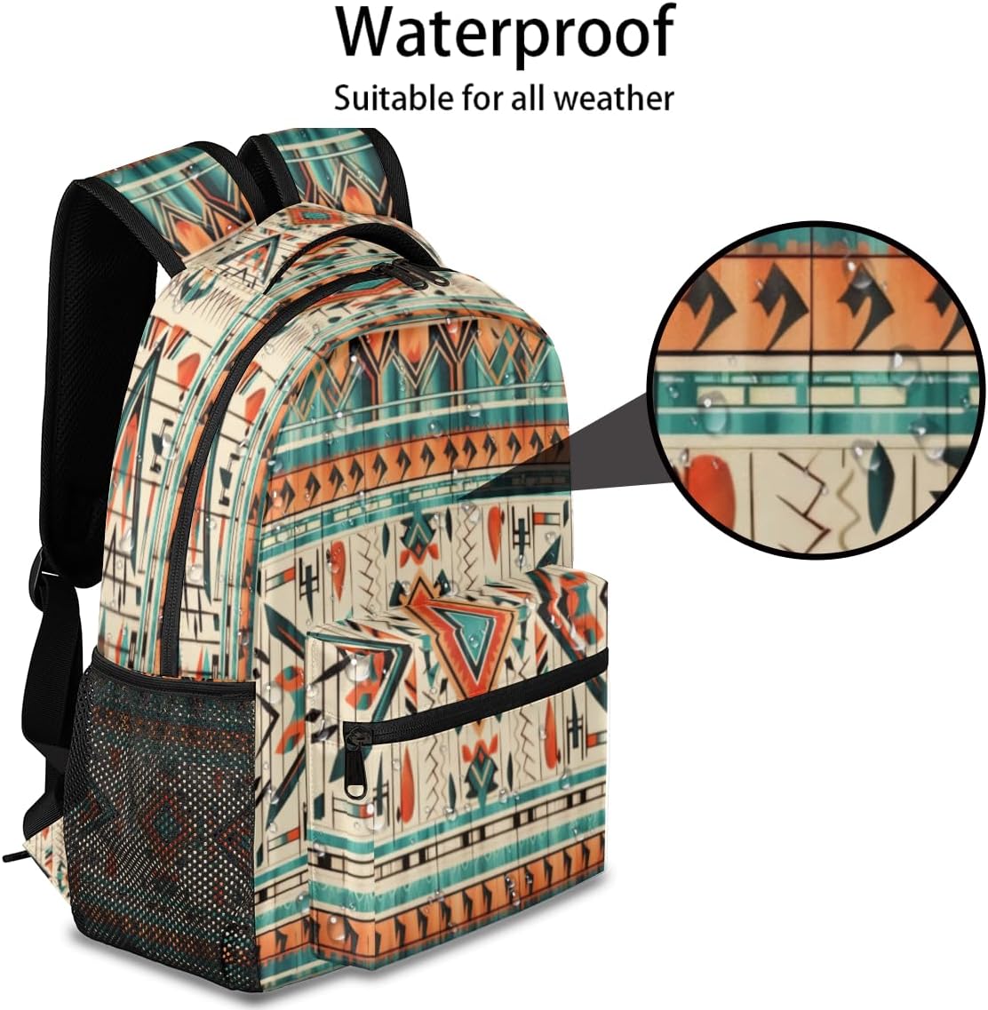 Pardick Aztec Backpacks for Women Men, Boho Aztec Travel Laptop Back Pack Waterproof Bookbags Adults Backpack with Multiple Pocket - Image 3