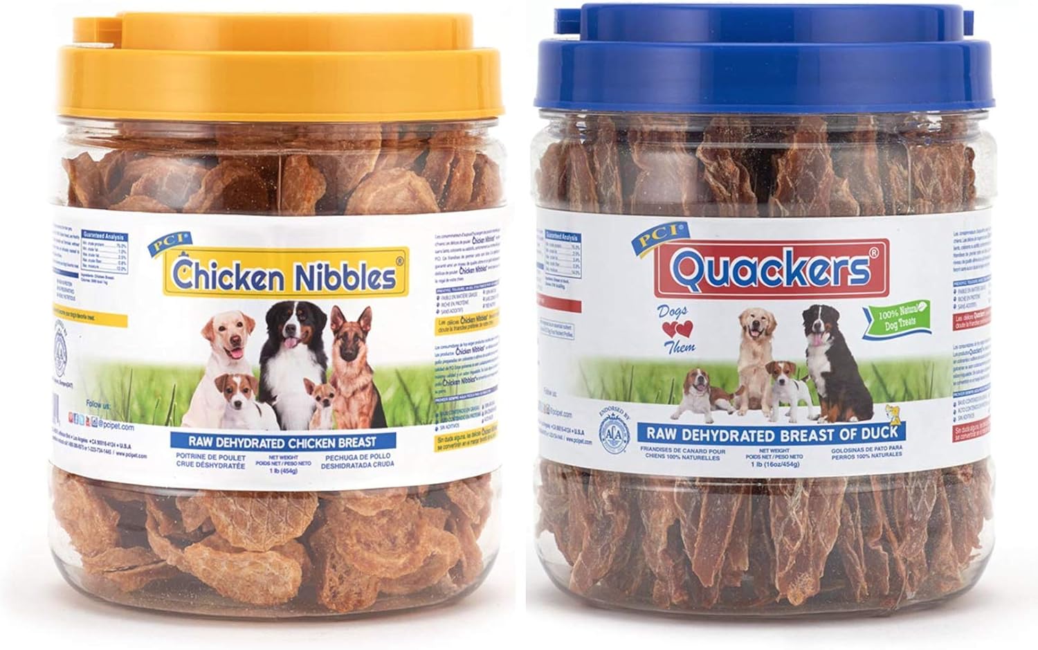Quackers & Chicken Nibbles Combo Pack 1 LB Jar Natural