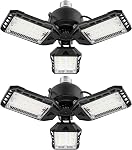 Ampoules LED pour garage 4 pièces 180W 18000LM 6500K Lumière de magasin avec 6 plus 1 panneaux déformables Lumières de plafond pour sous-sol grange pour E26/E27