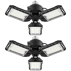LED Garage Lights 2 Pack -80W 8000LM 6500K Led Shop Light with 3 Deformable Panels Basement Barn Light