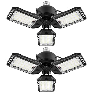 LED Garage Lights 2 Pack -80W 8000LM 6500K Led Shop Light with 3 Deformable Panels Basement Barn Light