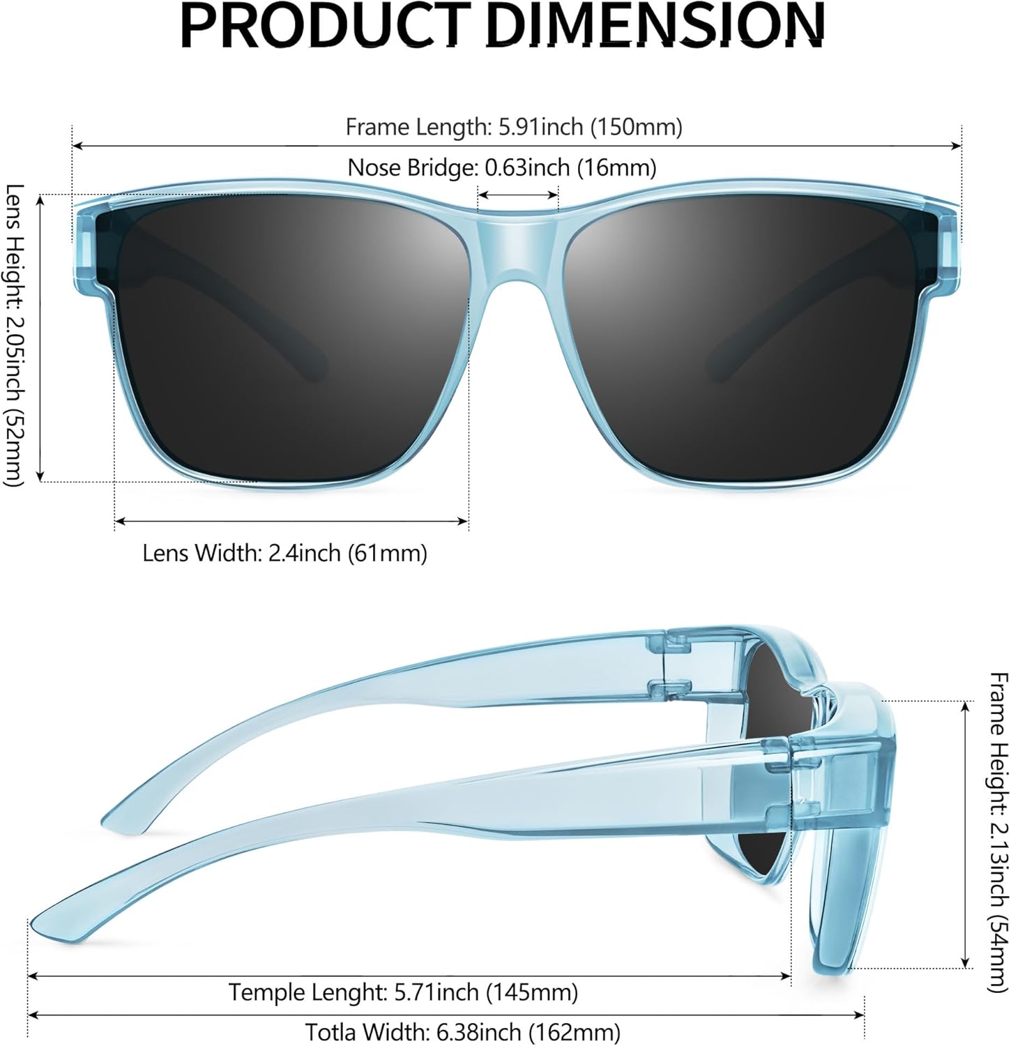 URUMQI Polarized Sunglasses Fit Over Glasses for Men Women, Oversized Square Shades UV400 Protection - Image 3