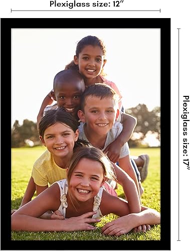 Vista 2 de Americanflat Portarretratos de 12 x 17 pulgadas con plexiglás pulido, marco de fotos color negro, marcos de fotos anchos hechos de madera
