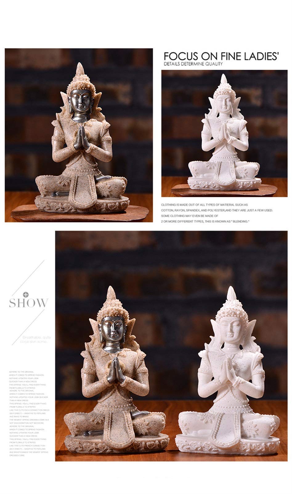 Estatua de Buda Estatua de Buda de 16 Estilos Escultura de Buda de Piedra Arenisca Natural Estatuilla hindú Fengshui meditación decoración del hogar en Miniatura，C