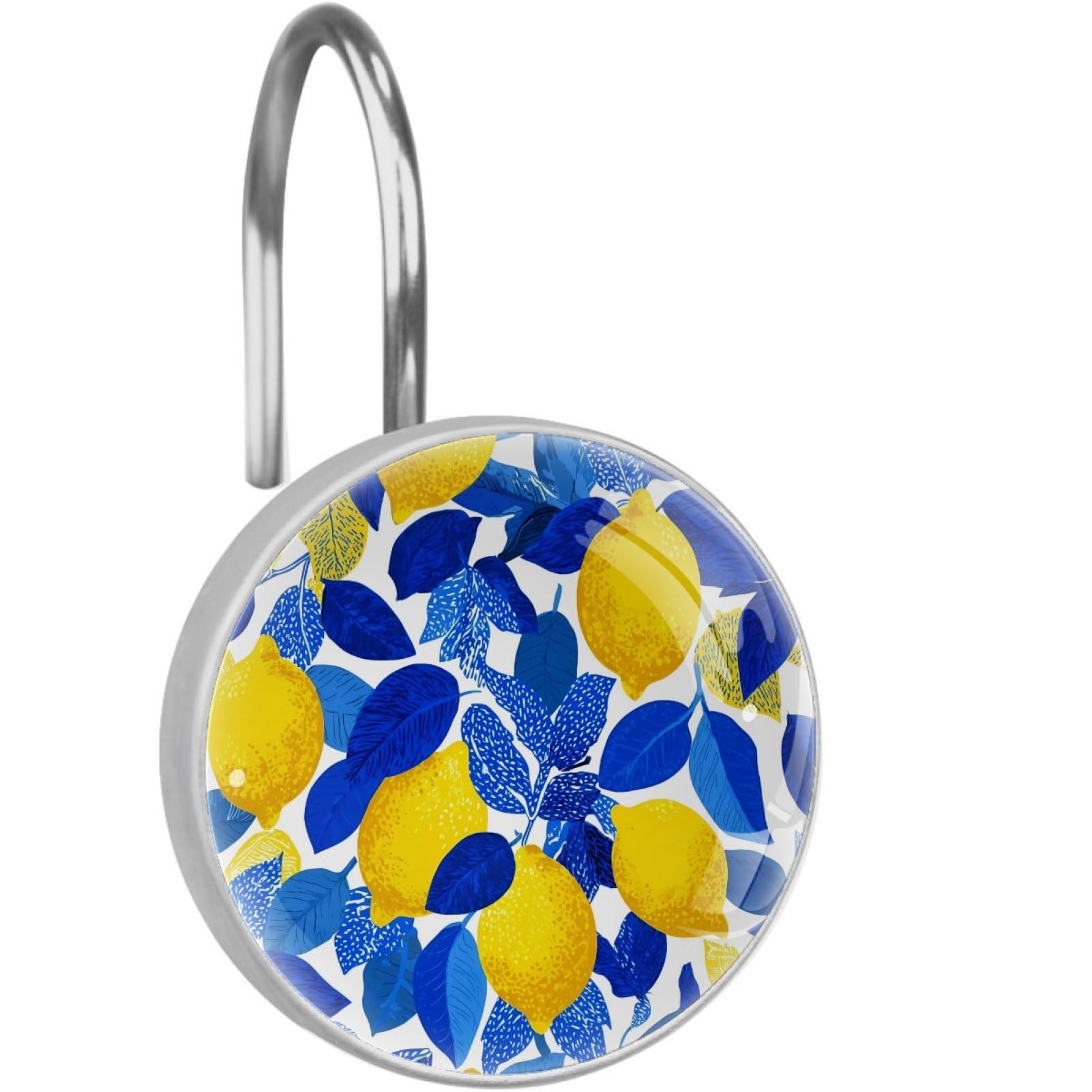 VAPOKF Shower Curtain Hooks, 12PCS Lemon Pattern Shower Curtain Hook for Bathroom Decors Home Bedroom
