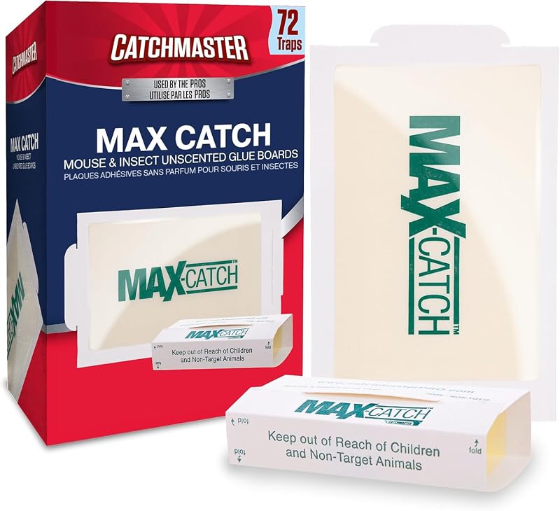 Max-Catch Mouse & Insect Glue Trap 72PK, Mouse Traps Indoor for Home, Sticky Pest Control Adhesive Tray for Catching Bugs, Bulk Unscented Glue Boards
