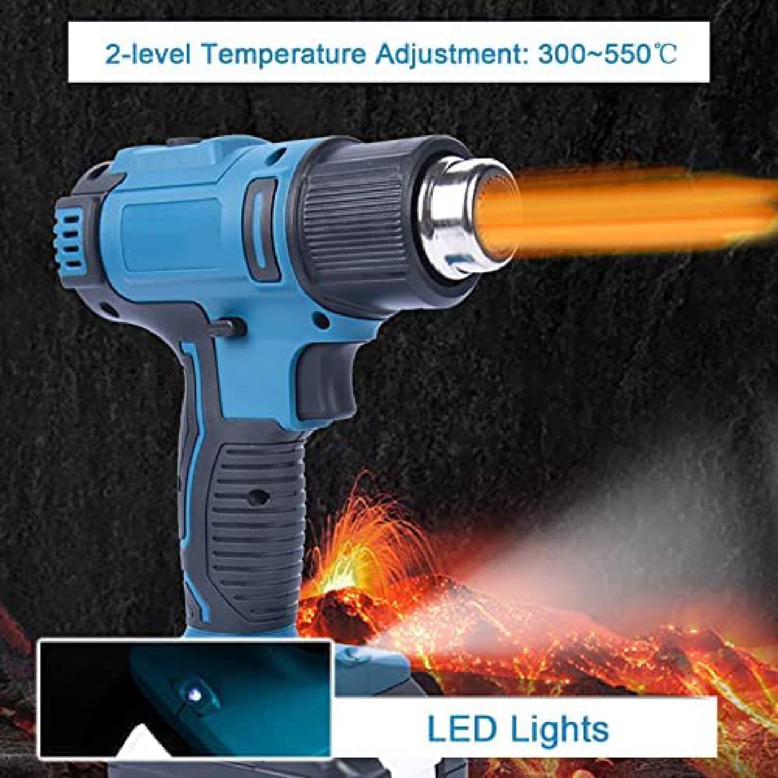 Wireless Heat Gun 18v Lithium Ion Battery Powered Air Gun Rechargeable Heat Gun for Paint Stripping Crafts Retractable — view 3