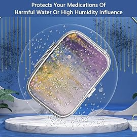 Pill Box 2 Compartment Small Pill Case,Portable for Pocket or Purse Pill Organizer Pill Container Holder to Hold Vitamins, Medication, Fish Oil and Supplements(Vintage Flower Abstract Floral)