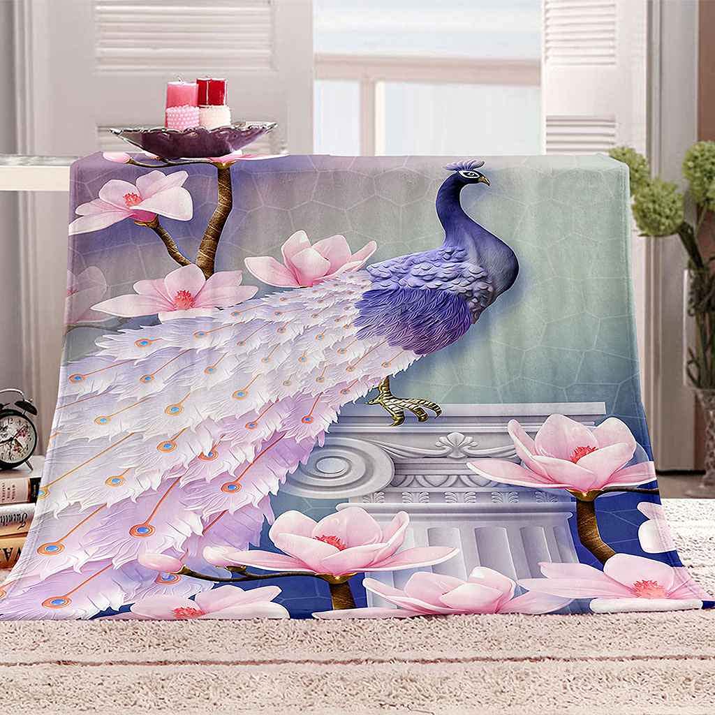 Couverture microfibre paon rose, l'idée cadeau idéale pour la maison
