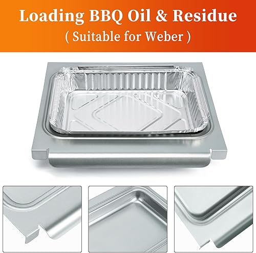 Miniatura 3 de 67047 Bandeja de captura de metal y revestimiento de aluminio 6415 para Weber Spirit I & II 200 y 300, Genesis I & II LX200300 Series, Bandeja de