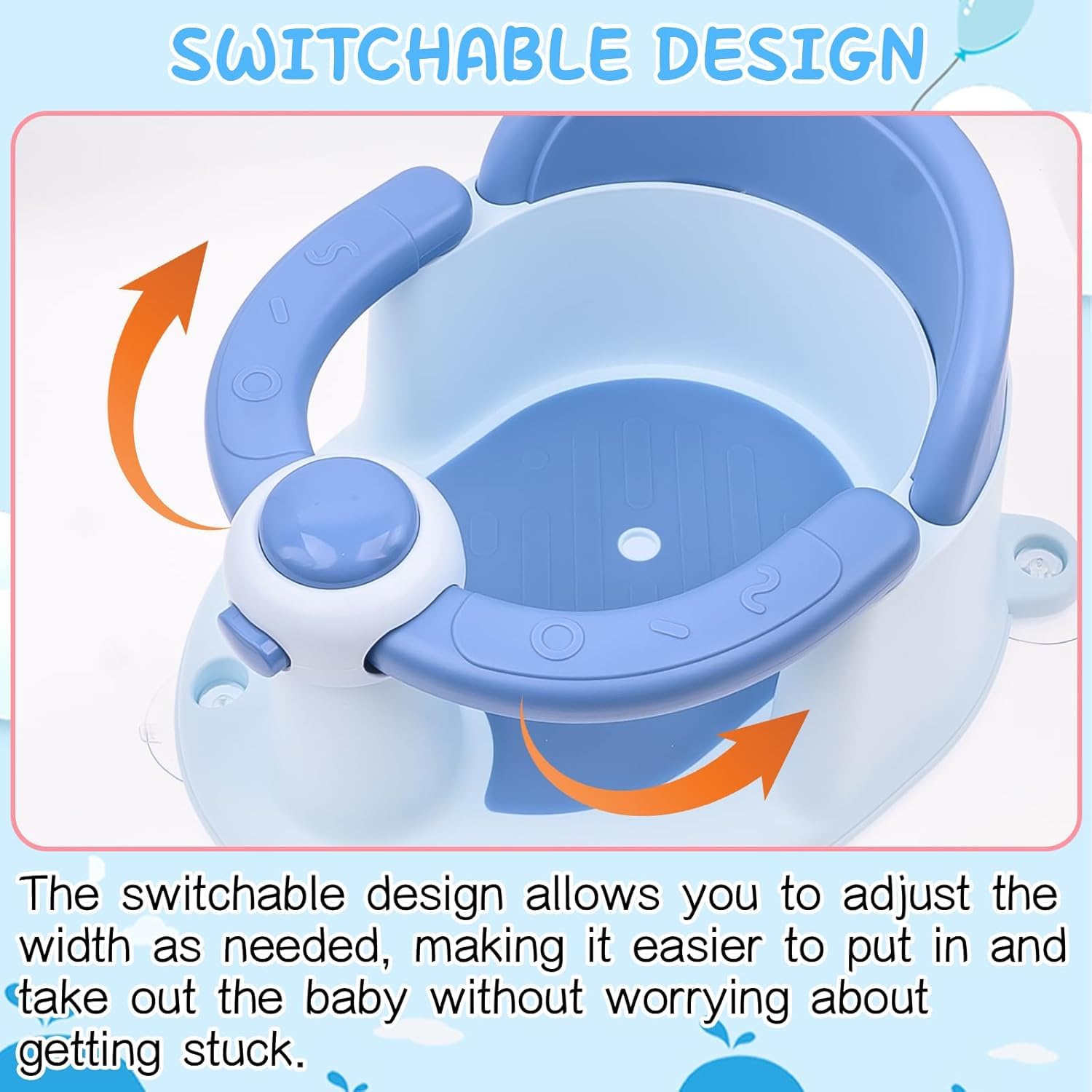 Siège de Bain pour Bébé 6-36 Mois avec Coussin Antidérapant et 4 Ventouses (Bleu)