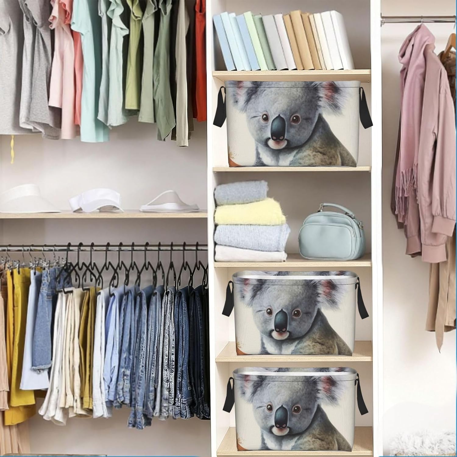 Collapsible Storage Basket for Shelves, Decorative Closet Bin with Handles image 5