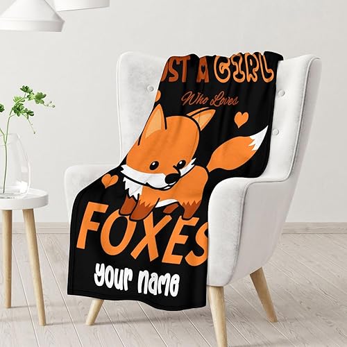 Miniatura 57 de Manta de zorro personalizada con nombre para niñas y niños, suave, mullida y acogedora, manta tamaño regazo de 30 x 40 pulgadas, para sofá, oficina