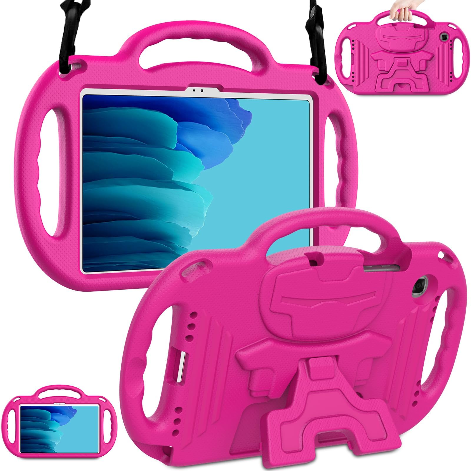 LTROPKids Case for Samsung Galaxy Tab A7 10.4 2022/2020, Samsung Galaxy Tab A7 10.4 Case with Shoulder Strap, Shockproof Handle Stand Case for Samsung Tab A7 10.4 Inch(SM-T500/T505/T507/T509), Rose