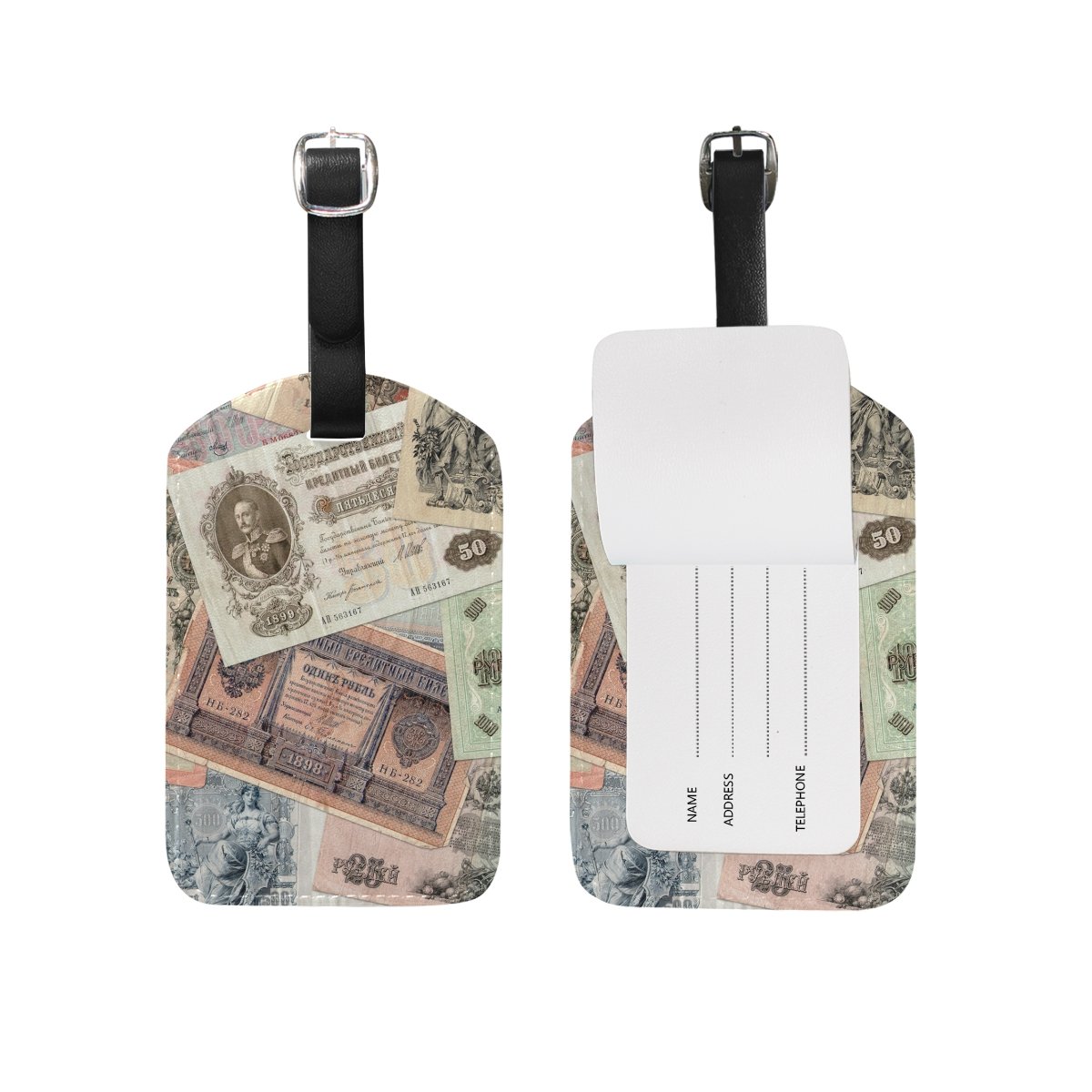 Luggage Tag for Baggage Suitcase Old Money of Imperial Russia Leather Travel Bag Address Labels 1 Piece