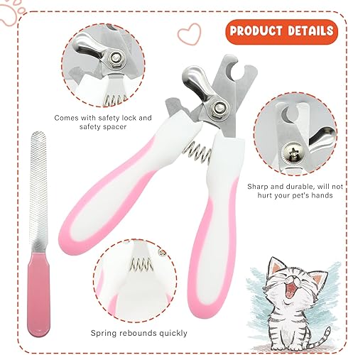 Miniatura 6 de Kit de aseo para gatos con cepillo deslizante para quitar mascotas, cortaúñas, guante de baño para masajes, peine de pulgas para conejos, cachorros,
