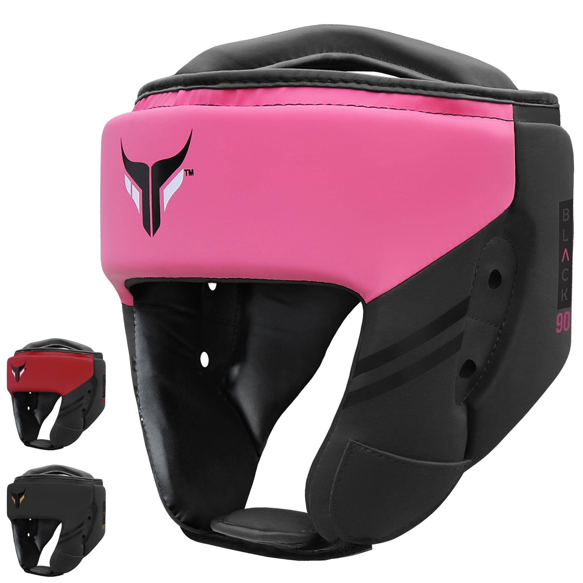 Mytra Fusion Headguard - Kickboxing Headgear with Adjustable Strap MMA, Muay Thai, Sparring, Martial Arts, Karate, Head Guard (Black/Pink, XL)