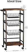 Vista 7 de 5-Tier Snack Organizer Cart with 3 Height Adjustable Pull-Out Baskets and 2 Storage Shelves, Utility Kitchen Organizer and Storage Cart with
