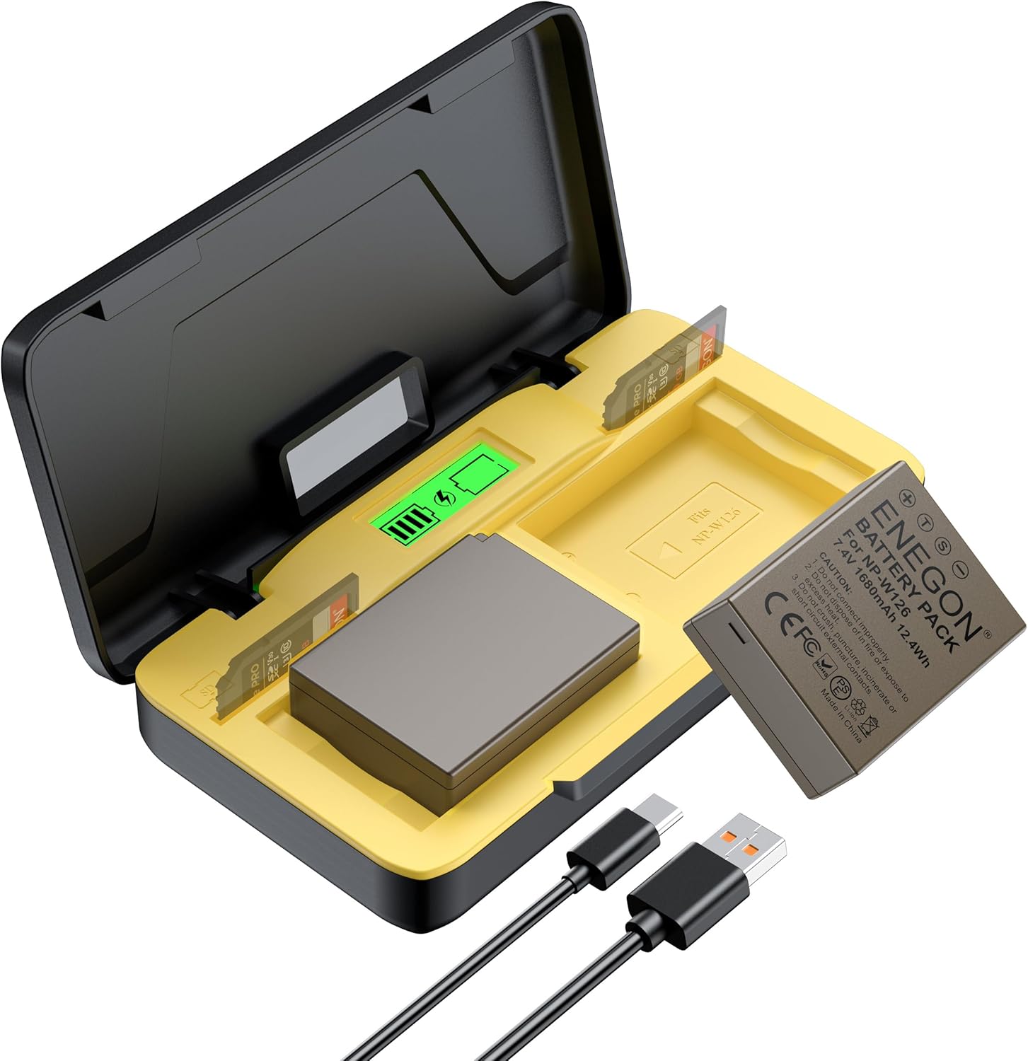 ENEGON NP-W126S / W126 20W Dual Battery Quick Charger Set Compatible with Fuji X-T100, X-T200, X100F, X100V, X100VI, X-S10, X-A5, X-A10, X-E4, X-Pro2, X-Pro3, X-T1, X-T2, X-T3, X-T10, X-T20, X-T30 II