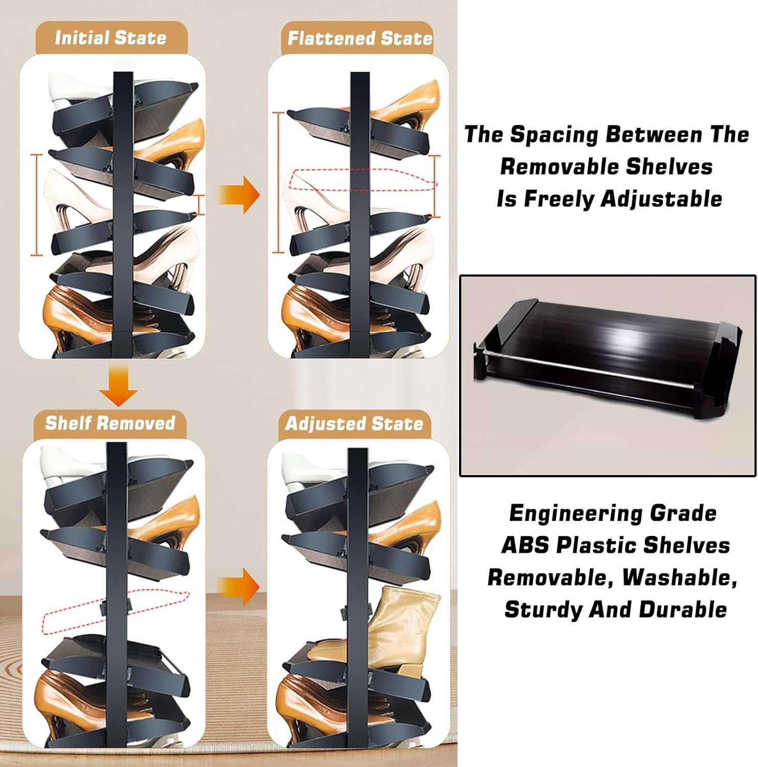 Shoe Storage Cabinet Cabinets Hallway Slim Cupboard Cupboards Hallways Slimline，360° Rotating Shoe Rack,Height-Adjustable Pull-Out Shoe Cabinet,Aluminum Alloy Flip-up Storage Shelf,for Entry