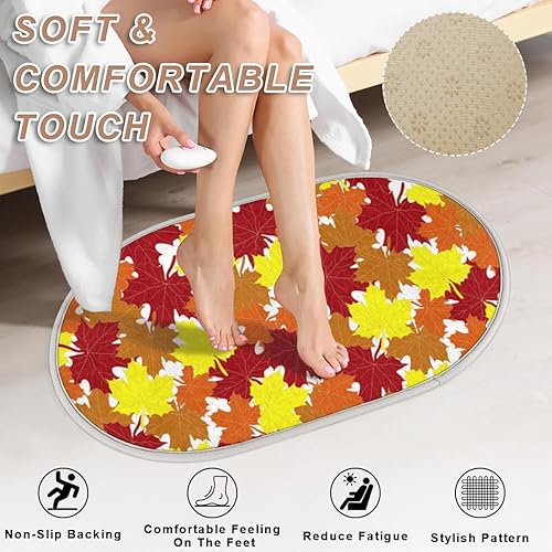Miniatura 4 de Autumn Maple Leaves Bathroom Rug Mat Memory Foam Soft Plush Area Rug Non-Slip Absorbent Oval Rug for Bedroom Bathroom Bathtub Shower (Oval, 40×60cm)