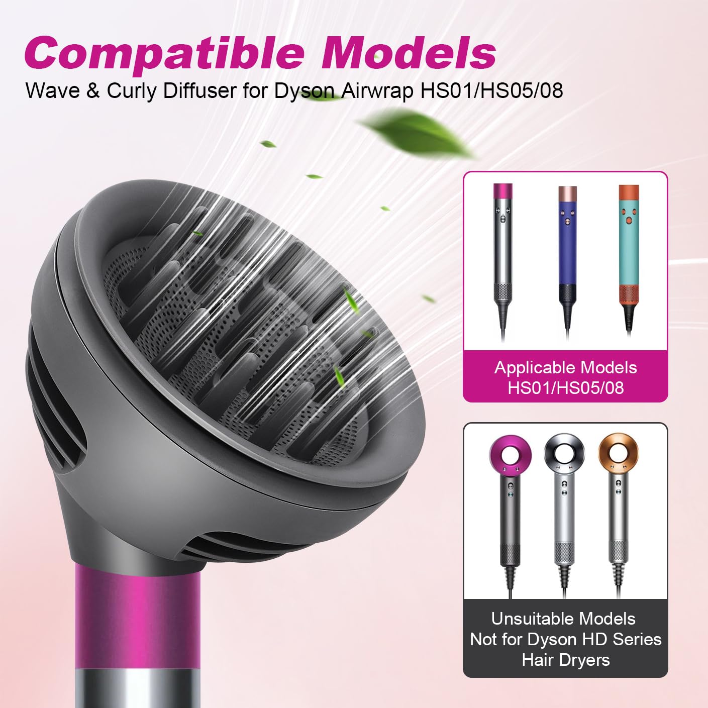 Diffusor Aufsatz für D yson Airwrap Styler HS01/05/HS08, Luftstromkuppel und Diffusor mit zwei Modi für lockiges, gewelltes Haar, Haardiffusor-Düsenaufsatz zur Verbesserung der Frisur