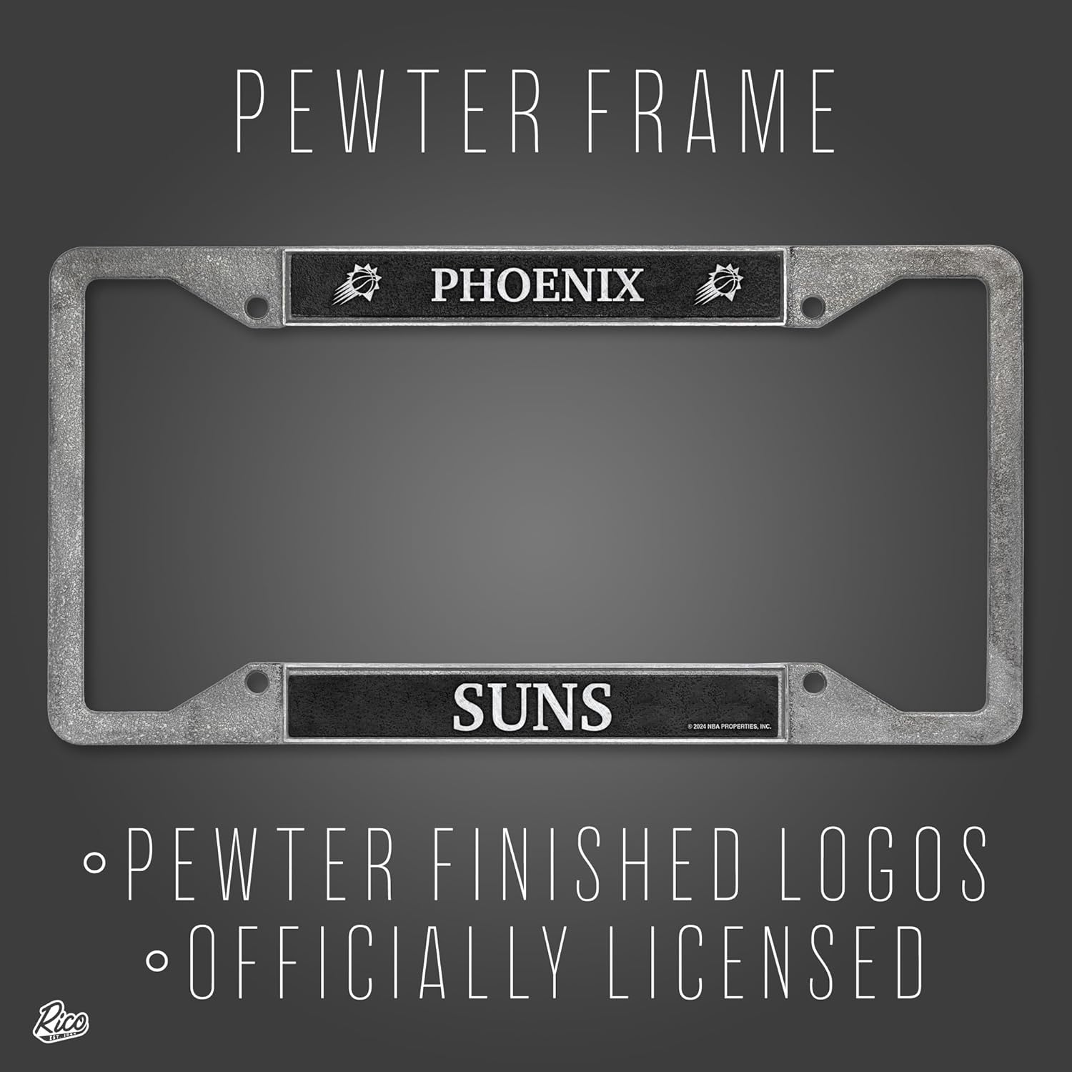 Rico Industries NBA Basketball Pewter License Plate Frame 12" x 6"