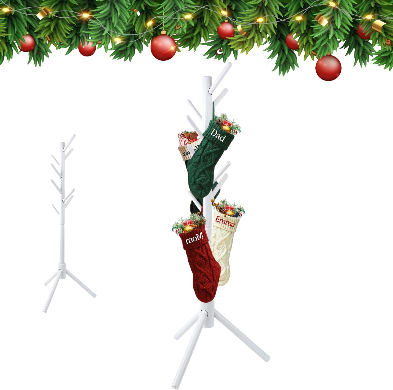 DermaPAD Tall Metal Christmas Stocking Holder Stand Gold