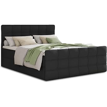 Best Lux Box Spring Bed with Footboard, 2 Under Bed Drawers and Toppers, Double Bed, Bonell Mattress, Upholstered Bed, Bed Fr