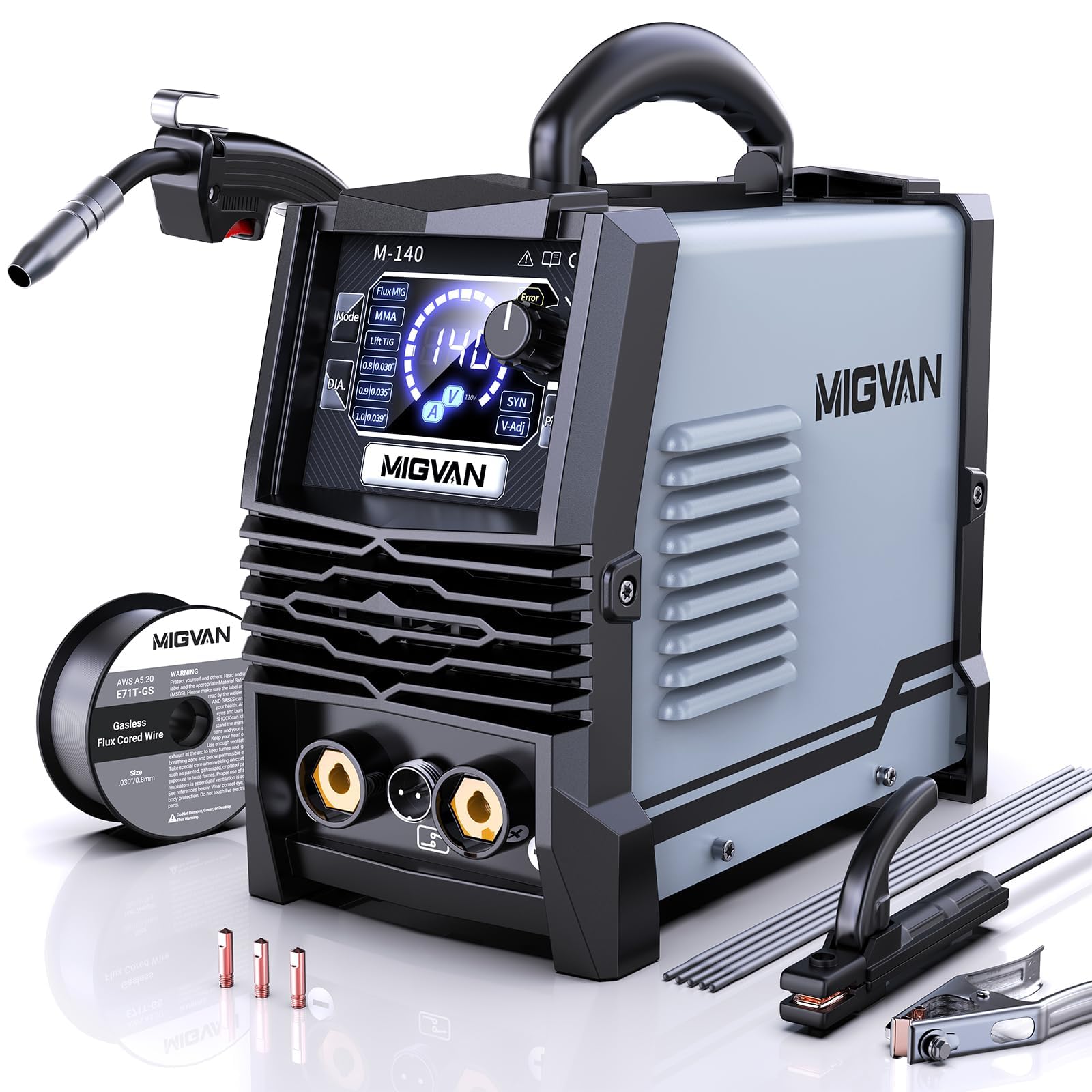 Amazon.co.jp: MIGVAN 溶接機 100v ノンガス半自動 140A 使用率60％ 1
