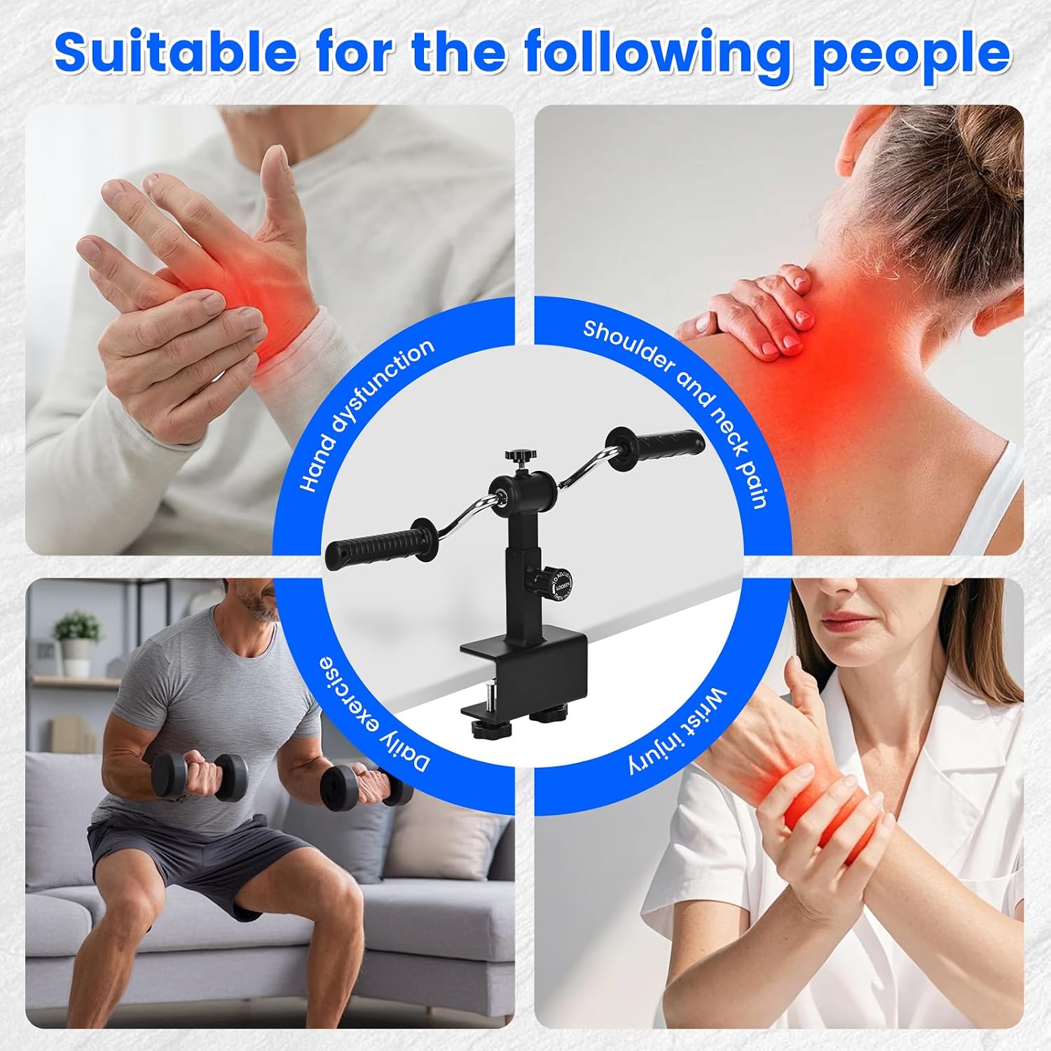 Arm Bike for Physical Therapy, Hand Bike Pedal Exerciser, Portable Arm Exercise Equipment for Arm and Shoulder Workout, Desktop Clamp Design, Suitable for Tabletops 0.4-1.95 in Thick