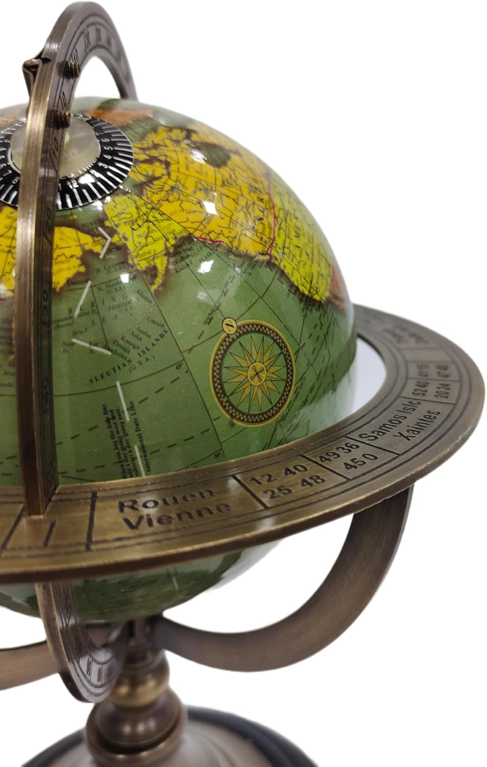 Antique Brass Armillary Sphere Globe Clock Spherical Astrolabe Vintage Handmade Nautical Item Decor for Office Desk & Home