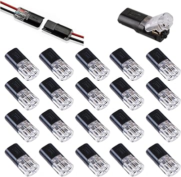 Double-wire Push-in Connector with Locking Buckle,Low Voltage Wire Connectors,No Wire-Stripping Required, Toolless Wire Connectors 20PCS