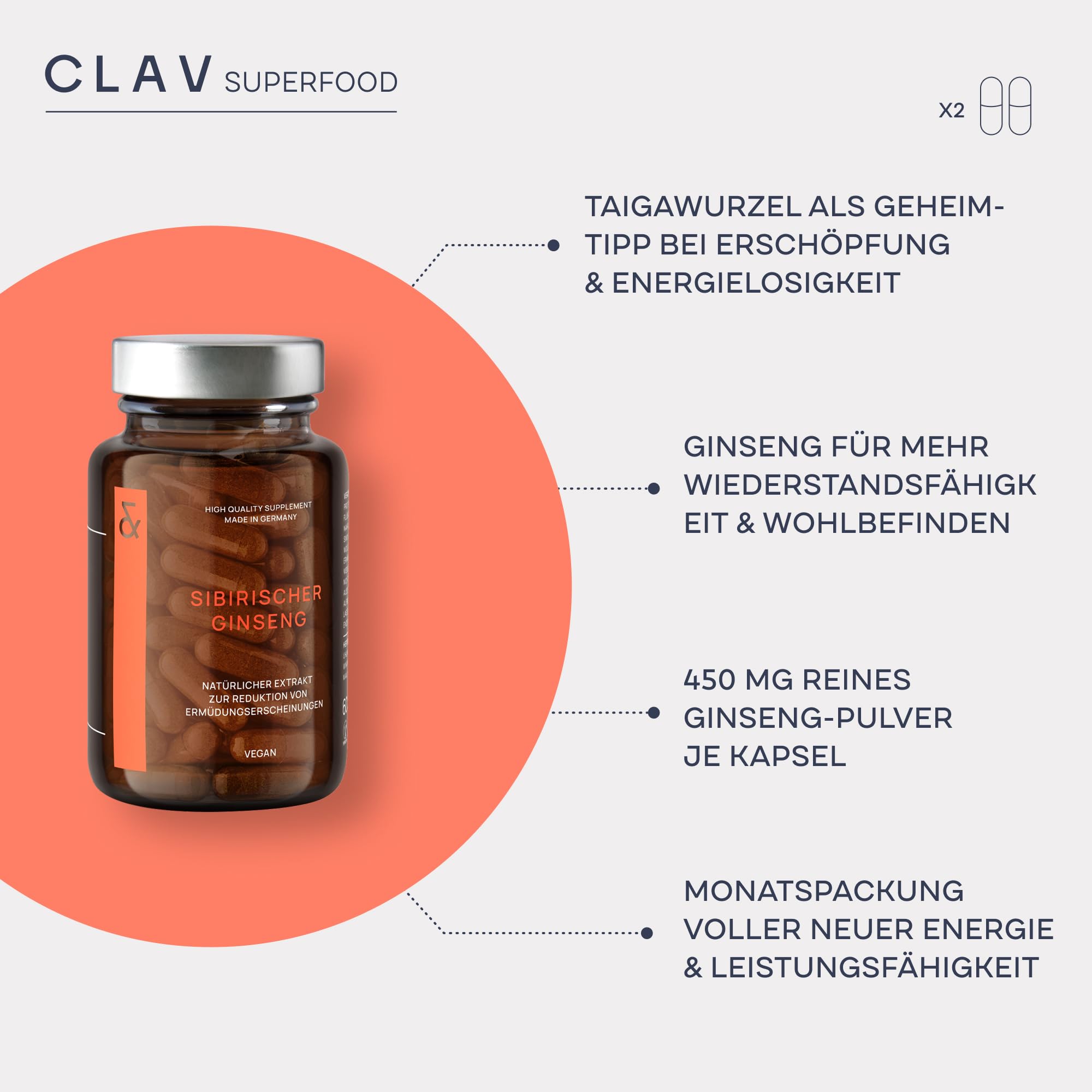 Superfood Set - Brokkoli Extrakt mit 10% Sulforaphan, Sibirischer Ginseng, Granatapfelextrakt mit 40% Ellagsäure - Reich an Antioxidantien