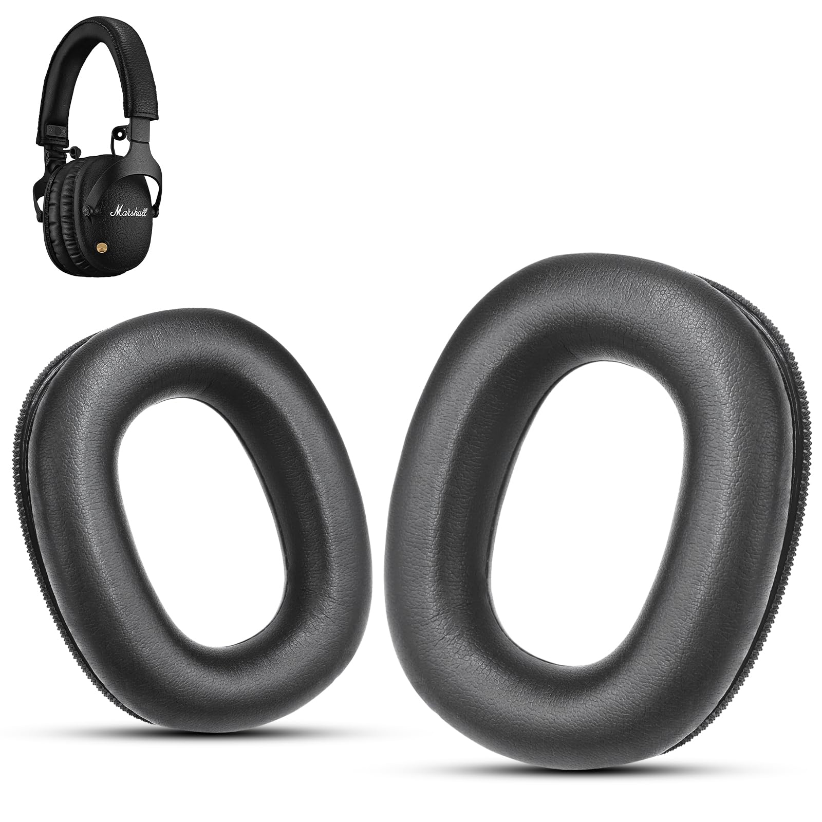 Krone Kalpasmos Marshall Monitor ii Ear Pads — Soft Memory Foam Noise Isolation, Easy Install,Protein Leather Replacement Cushions, Marshall Monitor 2 Headphones Replacement Pads