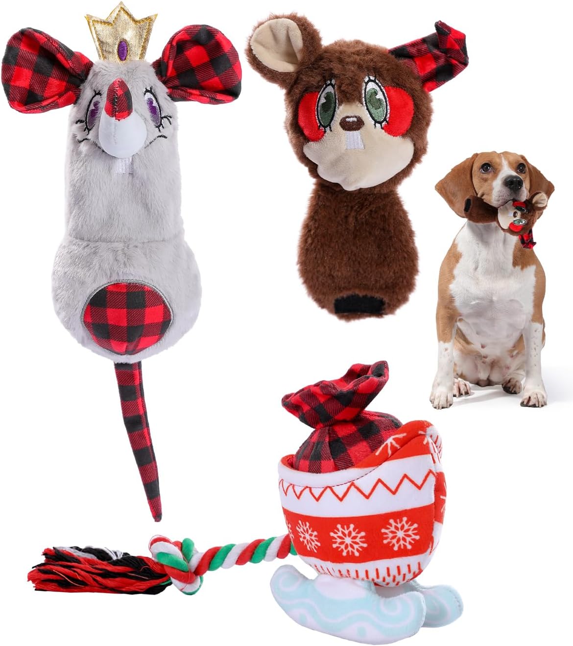 PAWZ Road Dog Squeaky Toys, No Stuffing Plush Chew Toys for Small Medium Breed Chewers, Interactive Dog Toys with Hiding Food Dispensing, Birthday Gifts, Stress Relief