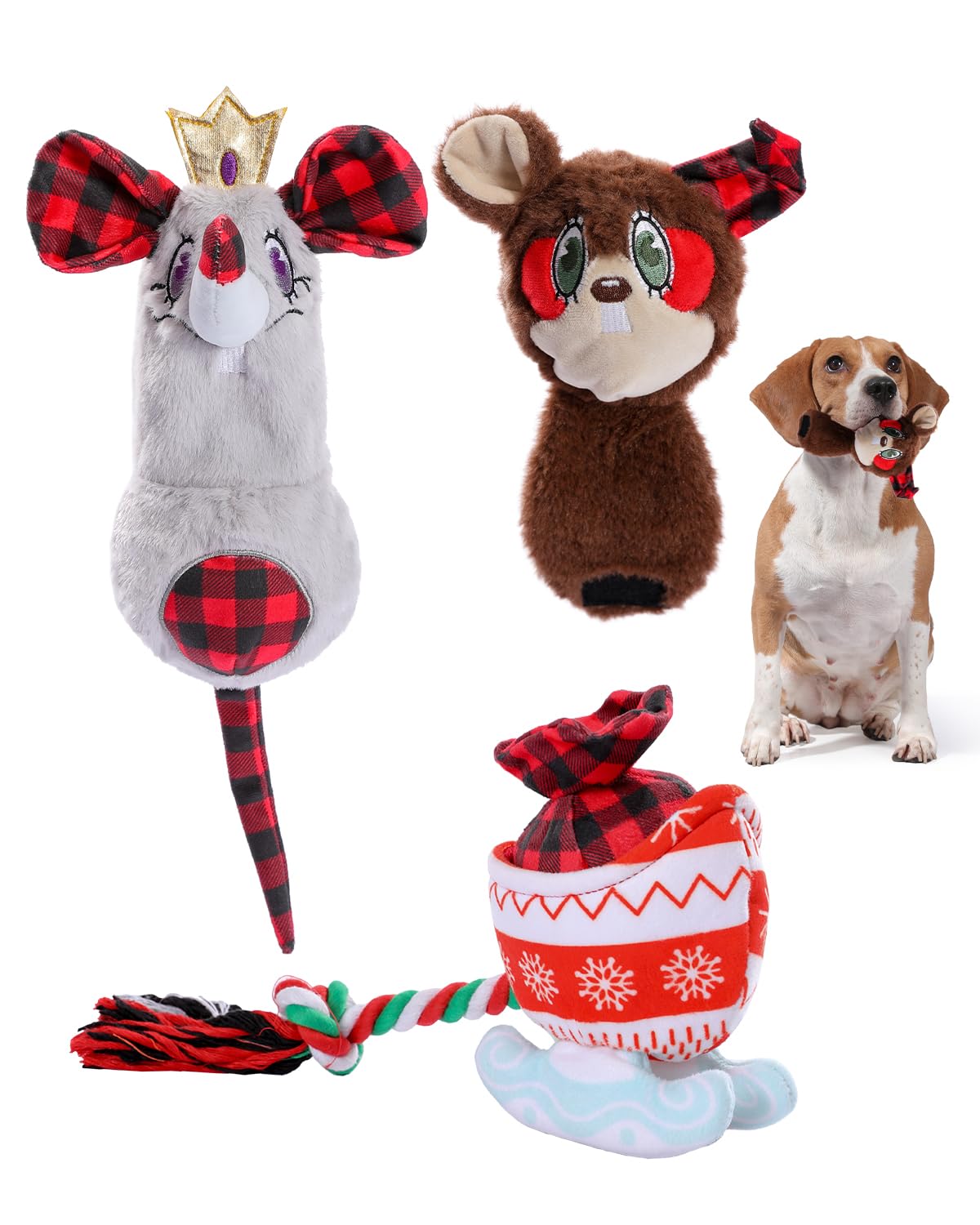 PAWZ Road Dog Squeaky Toys, No Stuffing Plush Chew Toys for Small Medium Breed Chewers, Interactive Dog Toys with Hiding Food Dispensing, Birthday Gifts, Stress Relief