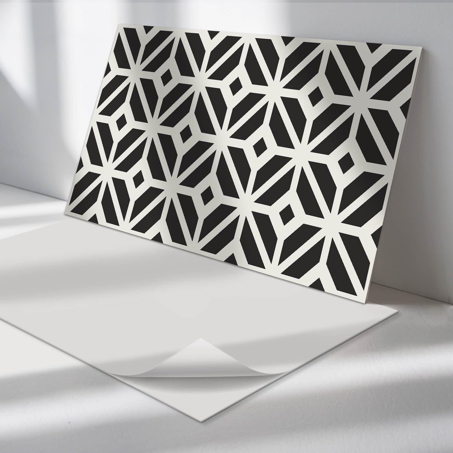 Paneles rectangulares 60x30 cm de diseño moderno para cocina con rombos y montaje rápido